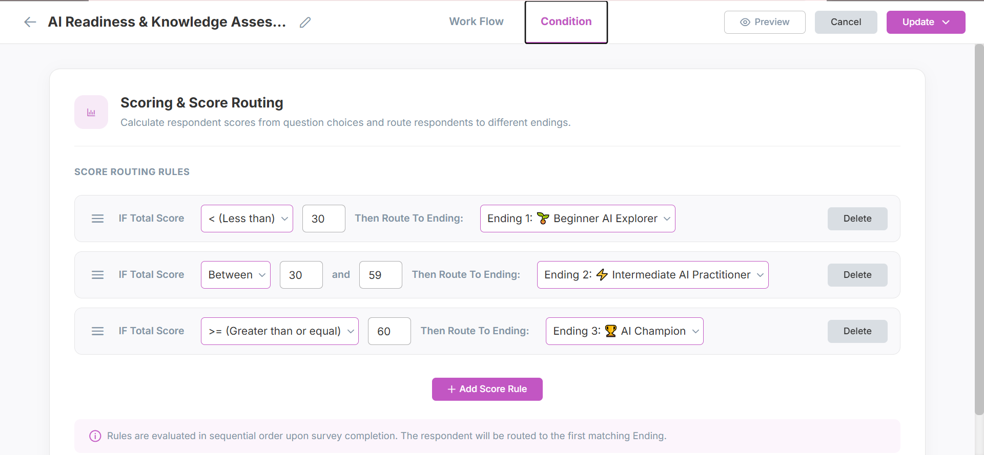 Scoring Survey Conditions